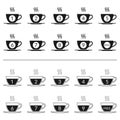 Coffee loyalty card concept with coffee cup icons. Buy 9 cups and get 1 for free. Cafe beverage promotion design template. Vector Royalty Free Stock Photo